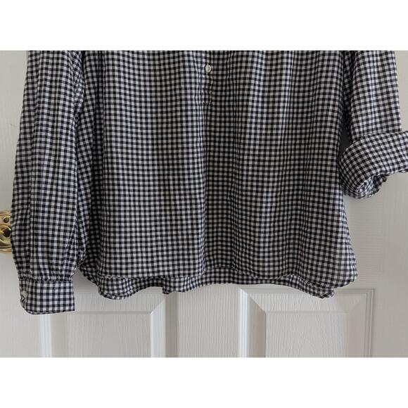 J Crew Shirt Womens 14 Black White Checkered ButtonUp Casual Collared Classic Ch - Picture 4 of 15